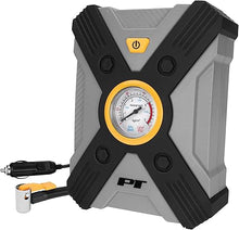 Load image into Gallery viewer, Performance Tool Vortex E00002 12V Rapid Tire Inflator w/LED Light Lever-Locking Air Chuck, Long Power Cord, Three Nozzles, Gray
