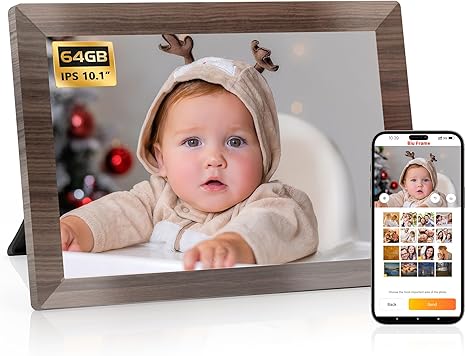 10.1 WiFi Digital Picture Frame, IPS Touch Screen Smart Cloud Digital Photo Frame with 64GB Storage, Wall Mountable, Auto-Rotate, Motion Sensor, Share Photos via Biuframe App