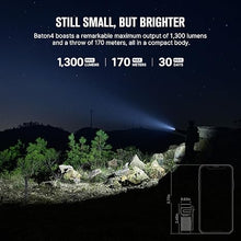 Load image into Gallery viewer, OLIGHT Baton 4 Rechargeable EDC Flashlight, LED Pocket Flashlight 1300 Lumens with Magnetic Charging Cable, Small Powerful Bright Flashlight IPX8 Waterproof for Home, Camping, and Emergencies (Black)
