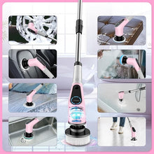 Load image into Gallery viewer, Electric Spin Scrubber, Cordless Cleaning Brush, Shower Scrubber with 8 Replaceable Brush Head, Power Cleaning Brush with Extension Handle, 2 Adjustable Speed, for Bathtub Tile Floor (Pink)
