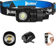 Load image into Gallery viewer, WUBEN H5 Headlamp Rechargeable, 400 Lumens LED Mini Flashlight with Magnetic, 360° Adjustable EDC Headlight with IP68 Waterproof &amp; 5 Modes for Camping, Running, Hiking, Fishing, Daily Carry
