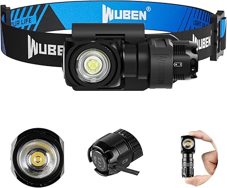 WUBEN H5 Headlamp Rechargeable, 400 Lumens LED Mini Flashlight with Magnetic, 360° Adjustable EDC Headlight with IP68 Waterproof & 5 Modes for Camping, Running, Hiking, Fishing, Daily Carry