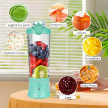 Load image into Gallery viewer, Portable Blender, Personal Blender for Shakes and Smoothies with 20 Oz Travel Cup and Lid, Mini Personal Size Blender with 6 Blades and USB Rechargeable for Gym and Kitchen (Mint Blue)
