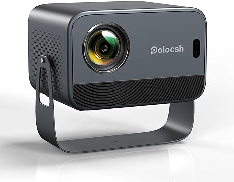 ?360°Adjustable Stand & Electric Focus? Polocsh Projector, Native 1080P Projector with WiFi and Bluetooth, 600 ANSI & Auto Keystone Portable Projector Compatible with iOS/HDMI/TV Stick?Grey?