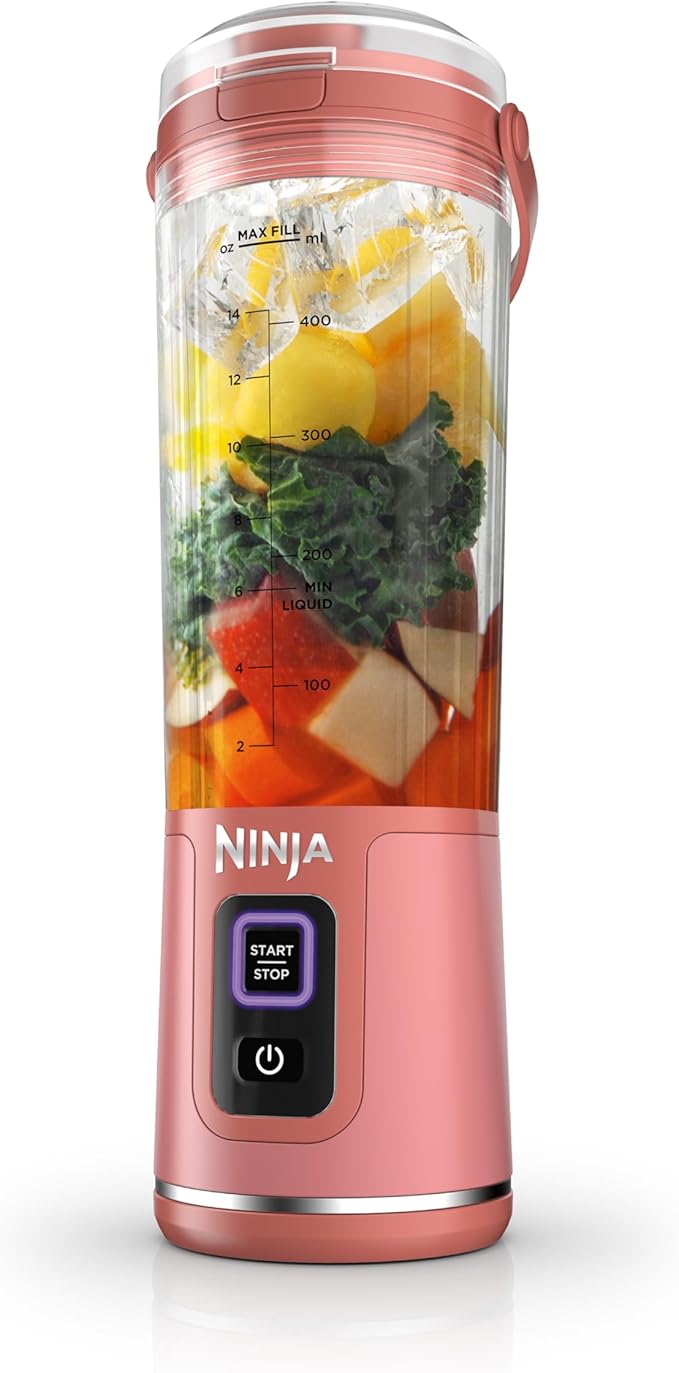 Ninja Blast Portable Blender, Cordless, 18oz. Vessel, Personal Blender for Shakes & Smoothies, BPA Free, Leakproof Lid & Sip Spout, USB-C Rechargeable, Dishwasher Safe Parts, Red Clay, BC151RY