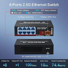 Load image into Gallery viewer, 8-Port Unmanaged 2.5G Switch,8 x 2.5GBASE-T Ports,1X10G SFP+,100Gbps Switching Capacity, Fanless, Metal?Plug &amp; Play 2.5Gb Network Switch
