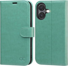 Load image into Gallery viewer, OCASE Compatible with iPhone 16 Wallet Case, PU Leather Flip Folio Case with Card Holders RFID Blocking Kickstand [Shockproof TPU Inner Shell] Phone Cover 6.1 Inch 2024, Green
