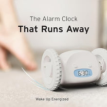 Load image into Gallery viewer, CLOCKY Extra Super Loud Alarm Clock for Heavy Sleepers Adults Kids Teens Bedroom, Move Jump Roll Run Away Easy to Set Smart Digital Alarm Clock on Wheels -Funny Gag Gift (White)
