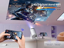 Load image into Gallery viewer, [270°Adjustable Stand] Mini projector with WiFi and Bluetooth, Outdoor Portable Movie Projector 1080P Support, Auto Keystone Home Projector for Phone/TV Stick/Laptop, WiMiUS Latest S27
