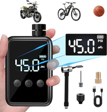 Load image into Gallery viewer, Mini Bike Pump, 150PSI Electric Air Pump Portable Bicycle Cordless Rechargeable Inflator with Digital Pressure Gauge with Presta and Schrader Valve for Bicycle,MTB,Motorcycle,Ball
