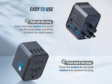 Load image into Gallery viewer, EPICKA Universal Travel Adapter One International Wall Charger AC Plug Adaptor with 5.6A Smart Power and 3.0A USB Type-C for USA EU UK AUS (TA-105, Space Gray)
