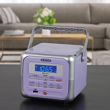 Load image into Gallery viewer, Jensen CD-660 Portable Stereo CD Player Boombox with Bluetooth | FM Radio | USB | Aux-in Headphone Jack | CD-R/RW MP3 Playback | (Lavender Purple)
