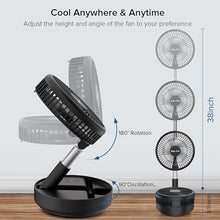 Load image into Gallery viewer, Belife X8 Portable Fan, Cordless 7200mAh Battery Operated Oscillating Fan, USB Rechargeable Desk Floor Fan with Remote, Foldable Telescopic Fan for Home Bedroom Sleeping Office Camping Travel (Black)
