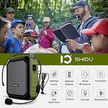 Load image into Gallery viewer, SHIDU Voice Amplifier, 18W Portable Megaphone PA System Speaker with Wired Micophone Headset, IPX5 Waterproof &amp; Built-in Rechargeable 4400mAh Battery for Teacher Tour Guide Meeting Speech (Green)
