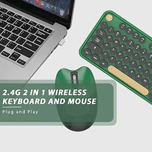 Load image into Gallery viewer, Wireless Keyboard,KOOTOP Cute Colorful 104 Keys Typewriter Retro Round Keycaps Keyboard for PC Laptop,Desktop,Windows, Home and Office Keyboards (Black Green)
