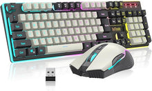 Load image into Gallery viewer, RedThunder K10 Wireless Gaming Keyboard and Mouse Combo, LED Backlit Rechargeable 3800mAh Battery, Mechanical Feel Anti-ghosting Keyboard + 7D 3200DPI Mice for PC Gamer (White-Gray)
