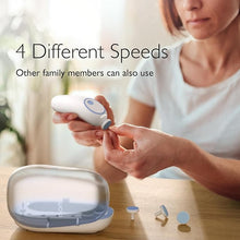 Load image into Gallery viewer, Momcozy Baby Nail File Electric, Rechargeable Baby Nail Clipper, Gentle Baby Nail Trimmer Electric with Night Light, 7 Grinding Head Replacement Pads, Blue
