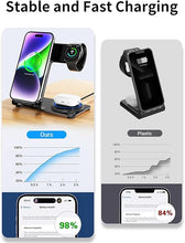 Load image into Gallery viewer, Wireless Charger, Aluminum Alloy 3 in 1 Wireless Charging Station for Apple iPhone/iWatch/Airpods,iPhone15 14,13,12,11 (Pro, ProMax)/XS/XR/XS/X/8(Plus),iWatch8/7/6/SE/5/4/3/2,AirPods 3/2/pro

