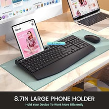 Load image into Gallery viewer, Wireless Keyboard and Mouse Combo,LIZRROT Ergonomic Computer Keyboard with Wrist Rest,2.4GHz Full-Sized Silent Mouse and Keyboard Combo with Phone Holder for Window, PC, Laptop
