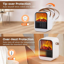Load image into Gallery viewer, Portable Mini Electric Fireplace Heater,Small Room Space Heaters for Indoor Use with 3D Flames,PTC Ceramic Heater, Desk Space Heater for Bedroom,Bathroom and Office Quiet Small(White)
