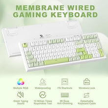 Load image into Gallery viewer, YUNZII D98 Gaming Keyboard, RGB Backlit Quite Keyboard for Office, Full Numpad, Spill Resistance, Anti-ghosting USB Wired Membrane Keyboard 98 Keys for PC Gaming Office(White)
