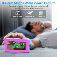 Load image into Gallery viewer, Kids Alarm Clock with Lights, 8 RGB Night Lights with Sleep Aid, Conspicuous Colorful LED Numbers, Slider Dimmer, Snooze, 12/24H, Simple to Operate, Basic Bedside Digital Clock for Kids Elderly
