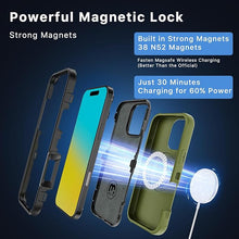 Load image into Gallery viewer, M MYBAT PRO Maverick Series iPhone 16 Pro 6.3 Case with Belt Clip Holster,Compatible with Magsafe w/Screen Protector,Anti-Drop,Shockproof,with 360°Rotating Kickstand,Heavy Duty Protection Army Green
