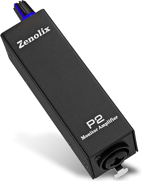 P2 Portable In Ear Monitor Amplifier, Headphone Amp with XLR/TRS Inputs 3.5mm Output, Enhanced Sound Quality, Durable Belt Clip, Guitar Headphone Amplifier with Stereo/Mono Switch for Performers,Black