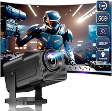 Load image into Gallery viewer, [180°Adjustable Stand]HIPPUS Smart Mini Projector with WiFi and Bluetooth, Full HD 1080P, Auto Keystone,4K Video Portable Ceiling Projector,Wifi 6,Android 11.0 (Black)
