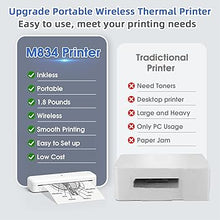 Load image into Gallery viewer, Phomemo M834 Ultra Portable Printer,(Upgraded) Wireless Bluetooth Thermal Printer 8.5&quot; x 11&quot;&amp;A4, Compatible with iOS, Android &amp; PC, Inkless Printer for Travel, Office, School,Home
