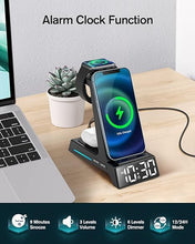 Load image into Gallery viewer, Wireless Charging Station - 4 in 1 Wireless Charger with Alarm Clock, Charging Stand Dock for iPhone 16 15 14 13 12 11 X 8 Samsung Phone, for AirPods 4 3 Pro, Apple Watch 9/8/7/6/5/SE/4/3/2
