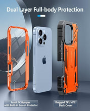 Load image into Gallery viewer, FNTCASE for iPhone 16 Pro Case: Military Grade Drop Proof Protection Mobile Cover with Kickstand | Matte Textured Rugged Shockproof TPU | Protective Sturdy Phone Case - 6.3 inch Orange
