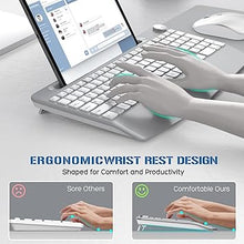 Load image into Gallery viewer, JOYACCESS Ergonomic Wireless Keyboard and Mouse, Ergonomic Wireless Keyboard with Phone Holder, Full Size Keyboard Designed with Wrist Rest,Volume Roller for Computer Mac PC Laptop-Silver
