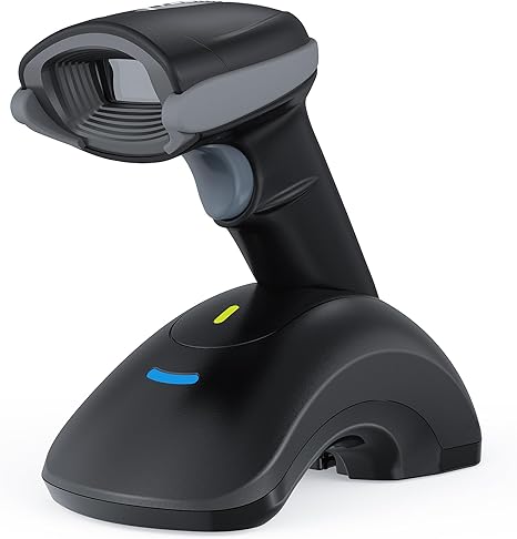 TEEMI 1D 2D Bluetooth Barcode Scanner with USB Cradle Data Receiver Charge Station, Wireless QR Code Reader Automatic Omnidirectional Screen Scanning Driver's License, Digital Coupon, Postal and OCR