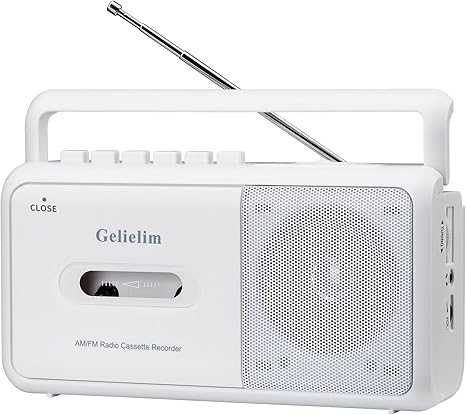 Gelielim Cassette Player Boombox, Portable AM/FM Radio Stereo, Cassette Tape Player Recorder with Big Speaker and Earphone Jack, Battery Operated or AC Powered Tape Recorder Cassette Player