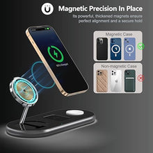 Load image into Gallery viewer, 2025 Upgraded 3 in 1 Charging Station for Apple Devices, Fast Magnetic Mag-Safe Wireless Charger Stand for iPhone 16/15/14/13/12 Series &amp; Apple Watch 1-9/Ultra &amp; AirPods Pro (Black)
