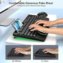 Load image into Gallery viewer, Wireless Keyboard and Mouse Combo, Full-Sized Ergonomic Keyboard with Wrist Rest, Phone Holder, Sleep Mode, Lag-Free, Silent 2.4GHz Cordless Computer Keyboard Mouse for Laptop, PC, Window(Black)
