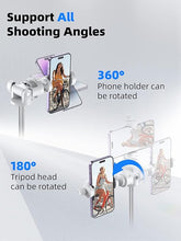 Load image into Gallery viewer, Kaiess 62&quot; Tripod for iPhone, Selfie Stick Tripod &amp; Phone Tripod Stand with Remote, Cell Phone Tripod for iPhone, Extendable Travel Tripod, Compatible with iPhone 15/14/13 Pro Max/Android (White)
