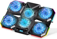 Load image into Gallery viewer, Laptop Cooling Pad Gaming Laptop Cooling Laptop Cooler Stand with 6 Cooling Fans, Laptop Stand Gaming, 7 Height Adjustable 12 RGB with 2 USB Silent Laptop Fan Cooling Pad for 12-17.3 Inch
