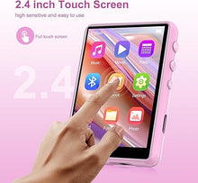 Load image into Gallery viewer, MP3 Player Bluetooth 5.3, SWOFY 64GB Mp3 Music Player with Touch Screen, Portable Digital Audio Player with HD Speaker FM Radio, Support up 128GB Pink
