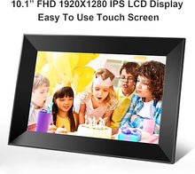 Load image into Gallery viewer, 10.1 Inch WiFi Digital Picture Frame, Send Photos or Videos Instantly from Anywhere Via APP, Touch Screen, 1920X1200 Full HD IPS Display, 5GHZ WiFi, Built-in 16GB Storage
