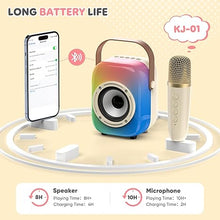 Load image into Gallery viewer, Mini Karaoke Machine for Kids: Portable Bluetooth Speaker Set with Two Wireless Microphones &amp; Flowing Light Gifts for Girls Boys Toddler Adults Home Party
