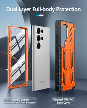 Load image into Gallery viewer, FNTCASE for Samsung Galaxy S25-Ultra Case: Military Grade Drop Proof Protection Mobile Cover with Kickstand | Matte Textured Rugged Shockproof TPU | Protective Sturdy Phone Case - Orange
