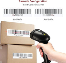 Load image into Gallery viewer, Esky Barcode Scanner with Stand, Wired Handheld Bar Code Scanner with Adjustable Stand, Automatic 1D USB Laser Scanner Support Windows/Mac/Linux for Store, Supermarket, Warehouse, Library
