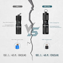 Load image into Gallery viewer, OLIGHT I1R 2 Pro Eos 180 Lumens EDC Rechargeable Keychain Flashlight, Powered by Built-in Rechargeable Battery with Type-C USB Cable, Slim Mini Handheld Light for Everyday Carry (Black)
