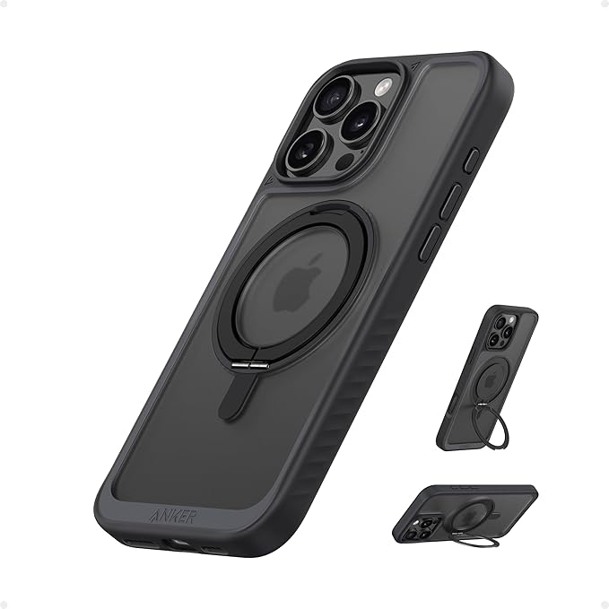 Anker Ultra Magnetic for iPhone 16 Pro Case with Sturdy 360° Ring Stand, Military-Grade Shockproof iPhone 16 Pro Kickstand Compatible with MagSafe,Black