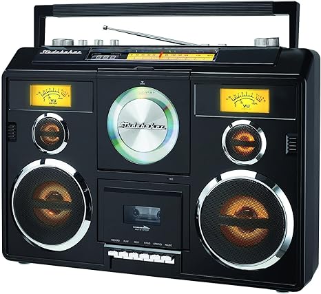 Studebaker Sound Station Portable Stereo Boombox with Bluetooth/CD/AM-FM Radio/Cassette Recorder (Black)