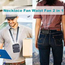 Load image into Gallery viewer, SLENPET Portable Waist Clip Fan, 6000mAh Battery Operated Necklace Fan, 23 Hours Working Time, 3 Speeds, 5100RPM Strong Airflow Hands-free Belt Fan for Outdoor Works, Farm, Hiking, Camping, Travel
