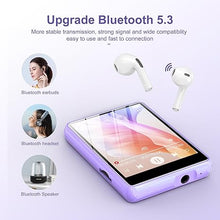 Load image into Gallery viewer, MP3 Player Bluetooth 5.3, SWOFY 64GB Mp3 Music Player with Touch Screen, Portable Digital Audio Player with HD Speaker FM Radio, Support up 128GB Purple
