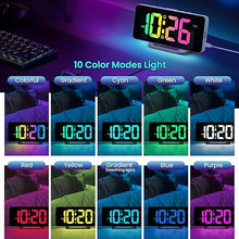 Load image into Gallery viewer, Digital Alarm Clock with Colorful Dynamic RGB Night Light,Volume/Color Adjustable,USB-C Charger Port,7" LED Large Display Nightstand Clock for Kids Teens Boys Girls Bedroom(White)
